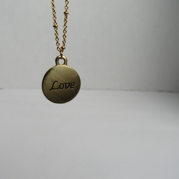 Love Gold Rhinestone Necklace - Picture 2 of 5